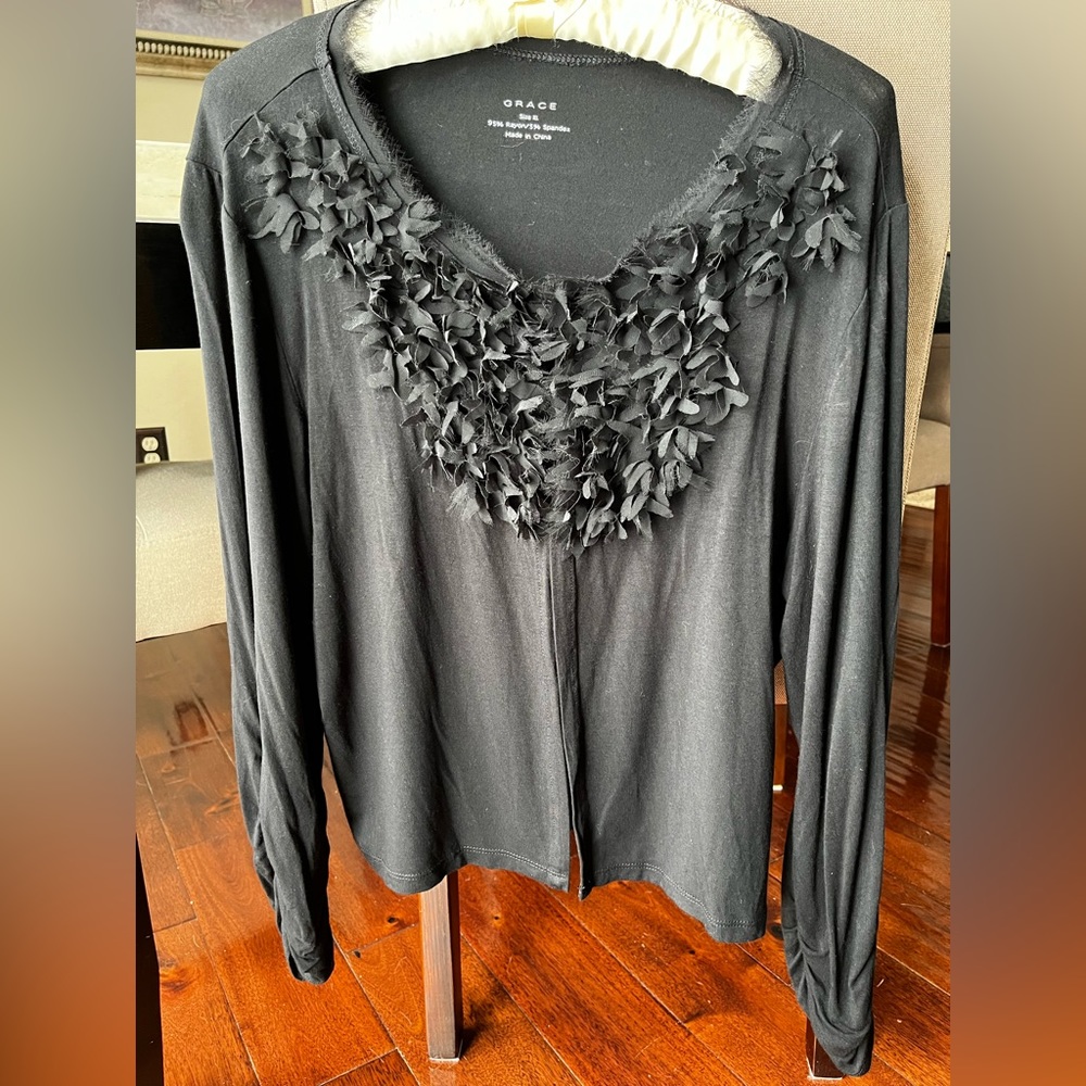 Grace Elements Stretchy Black One Hook Jacket Wit… - image 1